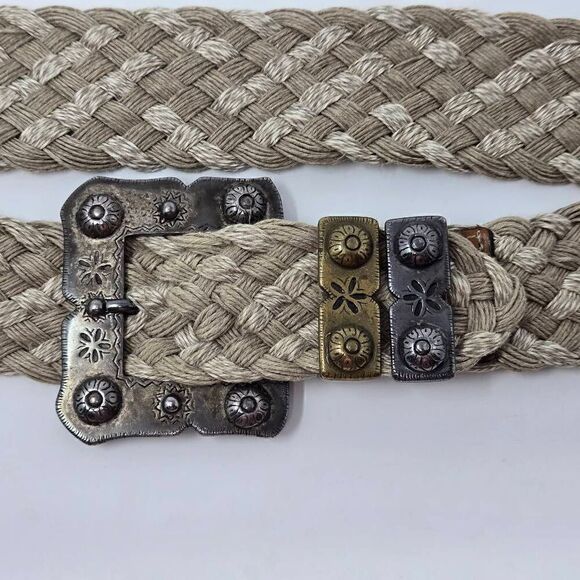 STREETS AHEAD CALIFORNIA WOVEN LARGE METAL ORNATE BUCKLE WOMENS MEDIUM BELT 38" - Picture 2 of 5